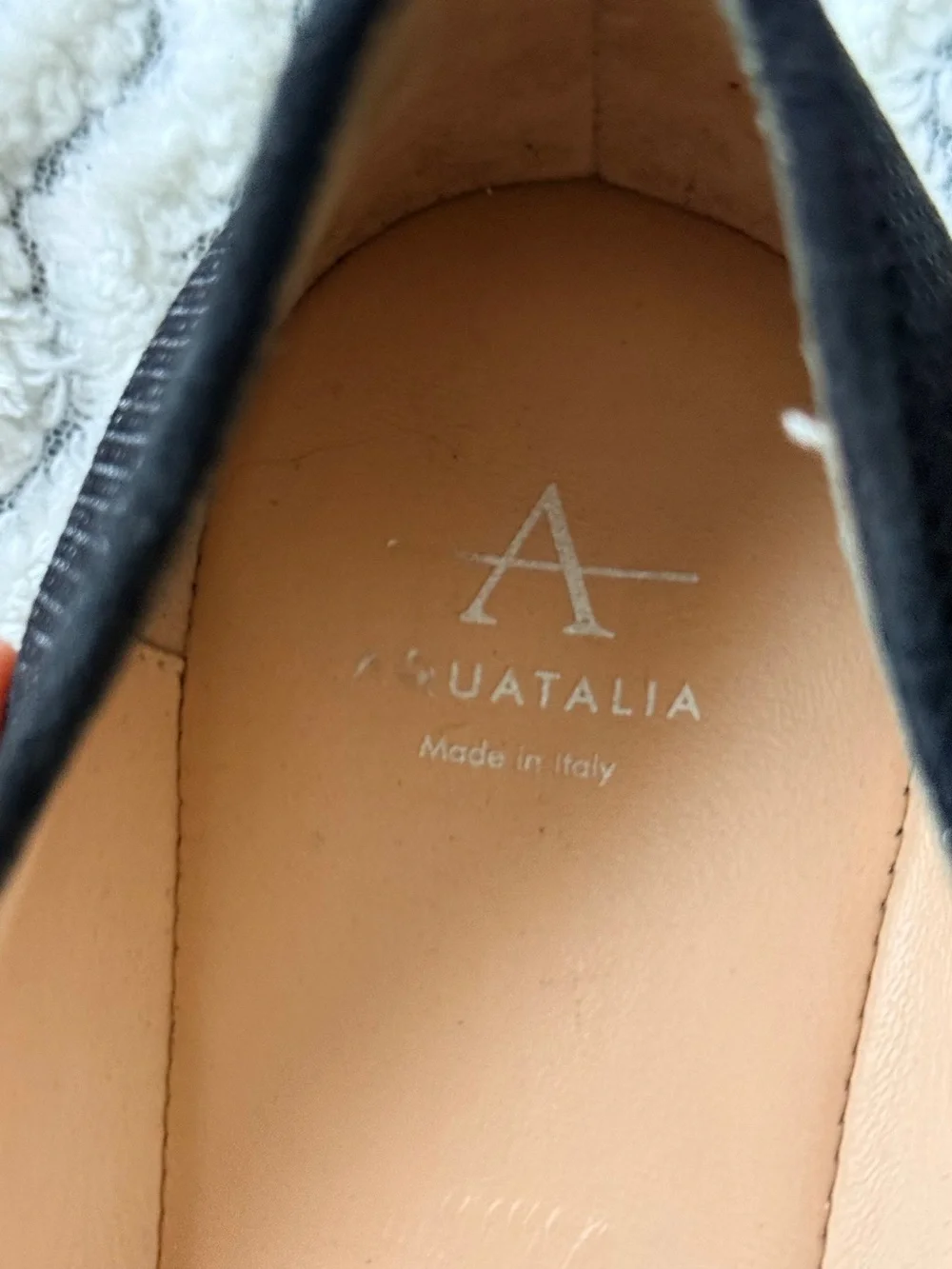 Aquatalia Black Canvas Low Wedges Patent Leather Peep Toe Slip On Shoes Sz 10